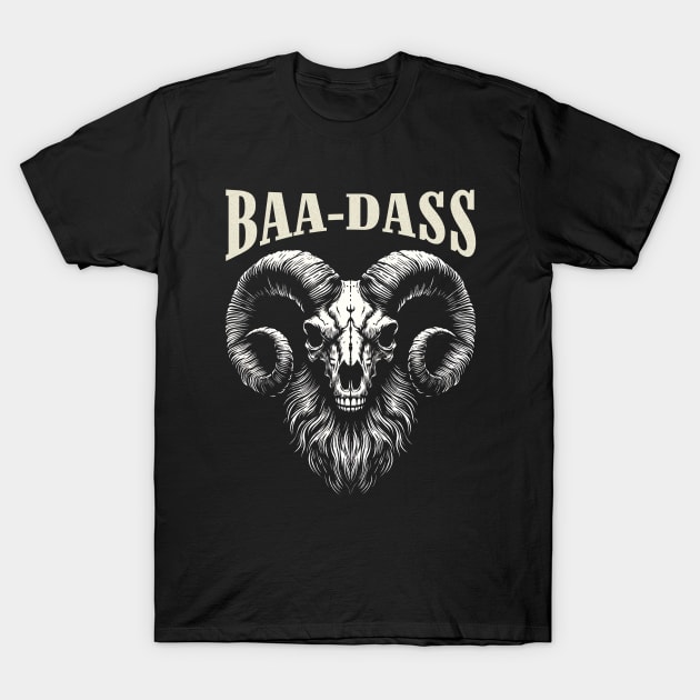 Creepy and Badass Ram Skull: Stylish beard T-Shirt by MetalByte